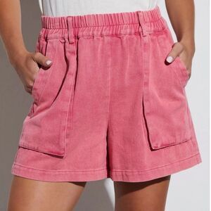 NWT VICI EXTRA LARGE PINK COTTON STETCH WAIST POCKETED SHORTS W16”